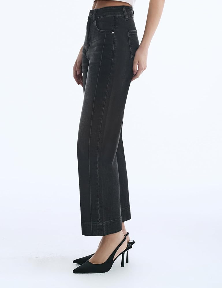 SGIVL Black Jeans Womens Straight Leg High Rise Casual Ankle Jeans Stretchy Trendy Loose Fit Zipp... | Amazon (US)