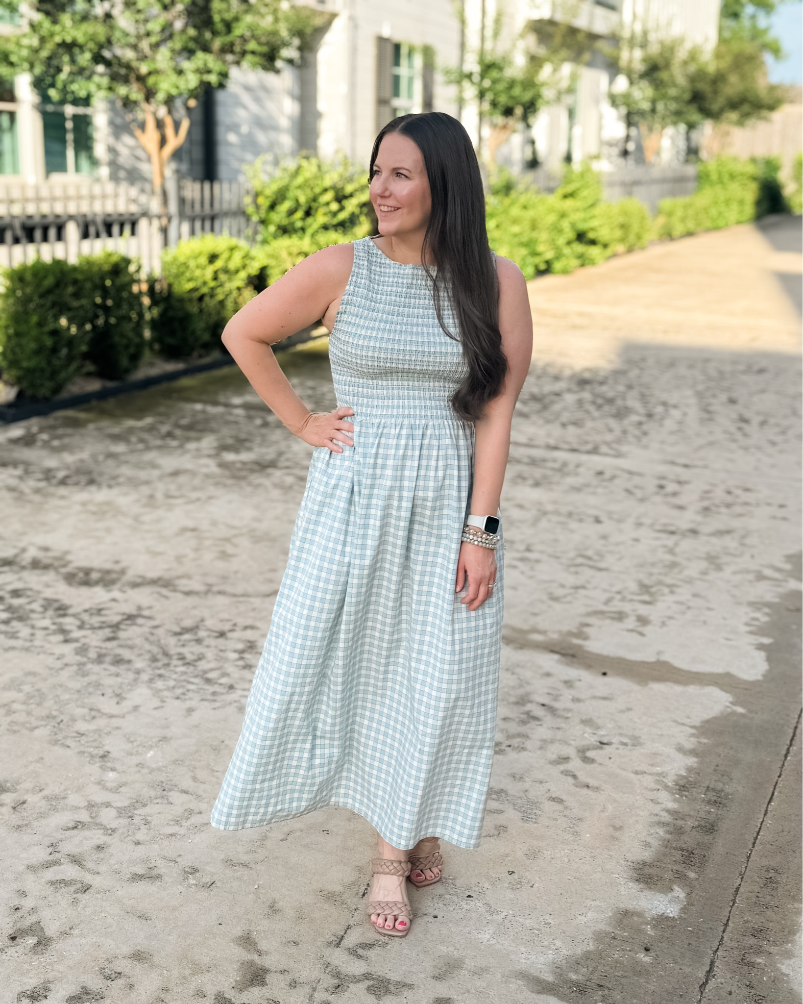 Blue gingham plaid maxi dress of my dreams 💙 This smocked dress is the perfect summer outfit for everything from brunch dates to work outfits, baby showers, vacations, and graduation dresses for spring and summer events. The flattering fit makes it such a cute option for postpartum outfits while still feeling lightweight and comfortable in the heat. Loving the classic blue gingham print and flowy maxi length for an effortless feminine look.

#LTKSeasonal #LTKOver40 #LTKWorkwear