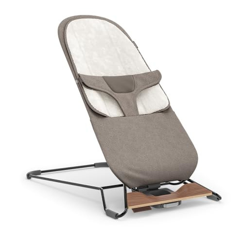 UPPAbaby Mira Bouncer/Portable 2-in-1 Bouncer + Seat Grows with Your Baby/GREENGuard® Gold, JPMA + FSC® Certified/Cozy Seat Liner + Storage Bag Included/Wells (Taupe Mélange/Black Chrome/Walnut Wood) | Amazon (US)