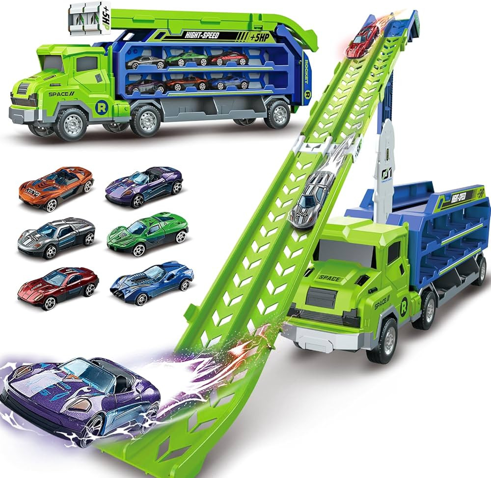 Toddler Car Truck Toys,Car Carrier Truck Toys for Kids Age 3-5 4-8,Foldable Car Track Sets with 2... | Amazon (US)