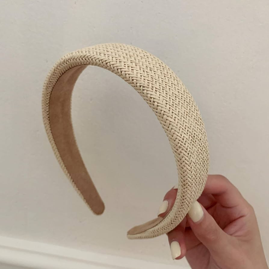 Wide Braided Straw Headbands for Women Chunky Rattan Headband Woven Hairband for Women Girls Briaid  | Amazon (US)