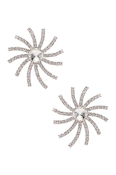 Alessandra Rich Crystal Star Earrings in Crystal - Metallic. Size all. | FWRD 