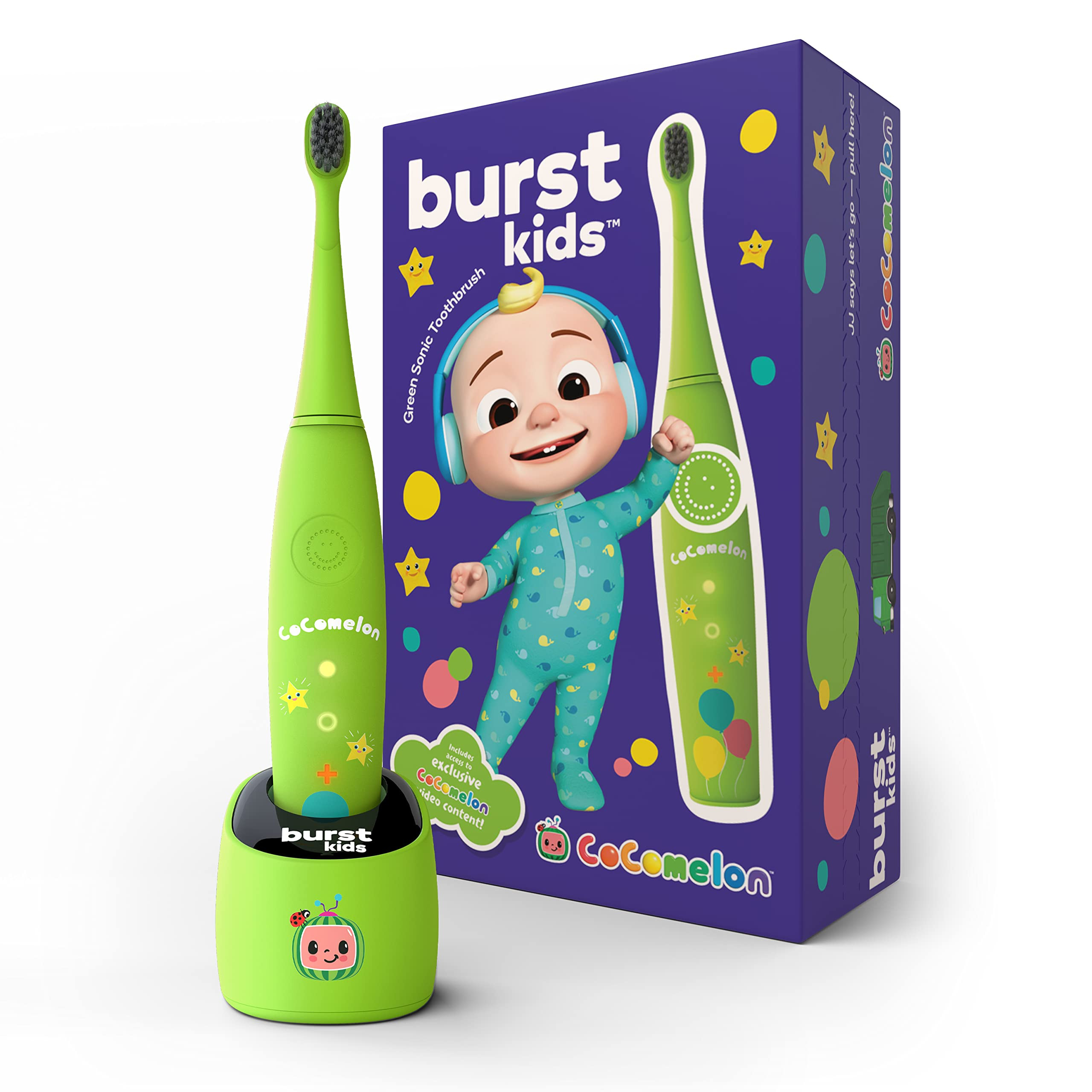 CoComelon x BURSTkids Sonic Toothbrush with Soft Charcoal-Black Bristles, Small Head Size & Comfort  | Amazon (US)