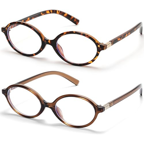 ViewJoy Retro Oval Blue Light Glasses for Women Fashion Computer Glasses, Bluelight Blocking Eyewear Brown Vintage Frame | Amazon (US)