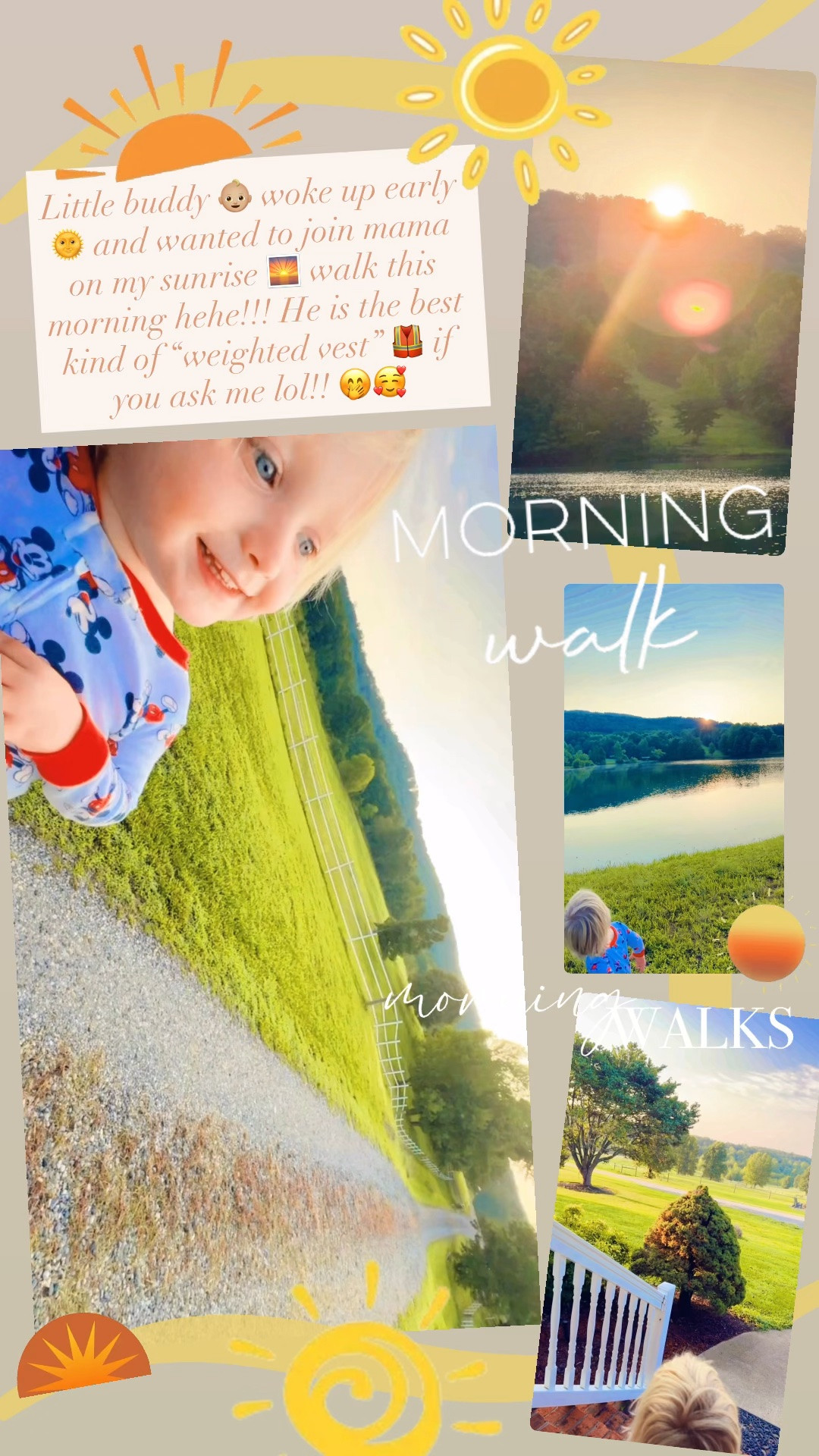 Little buddy 👶🏼 woke up early 🌞 and wanted to join mama on my sunrise 🌅 walk this morning hehe!!! He is the best kind of “weighted vest” 🦺 if you ask me lol!! 🤭🥰