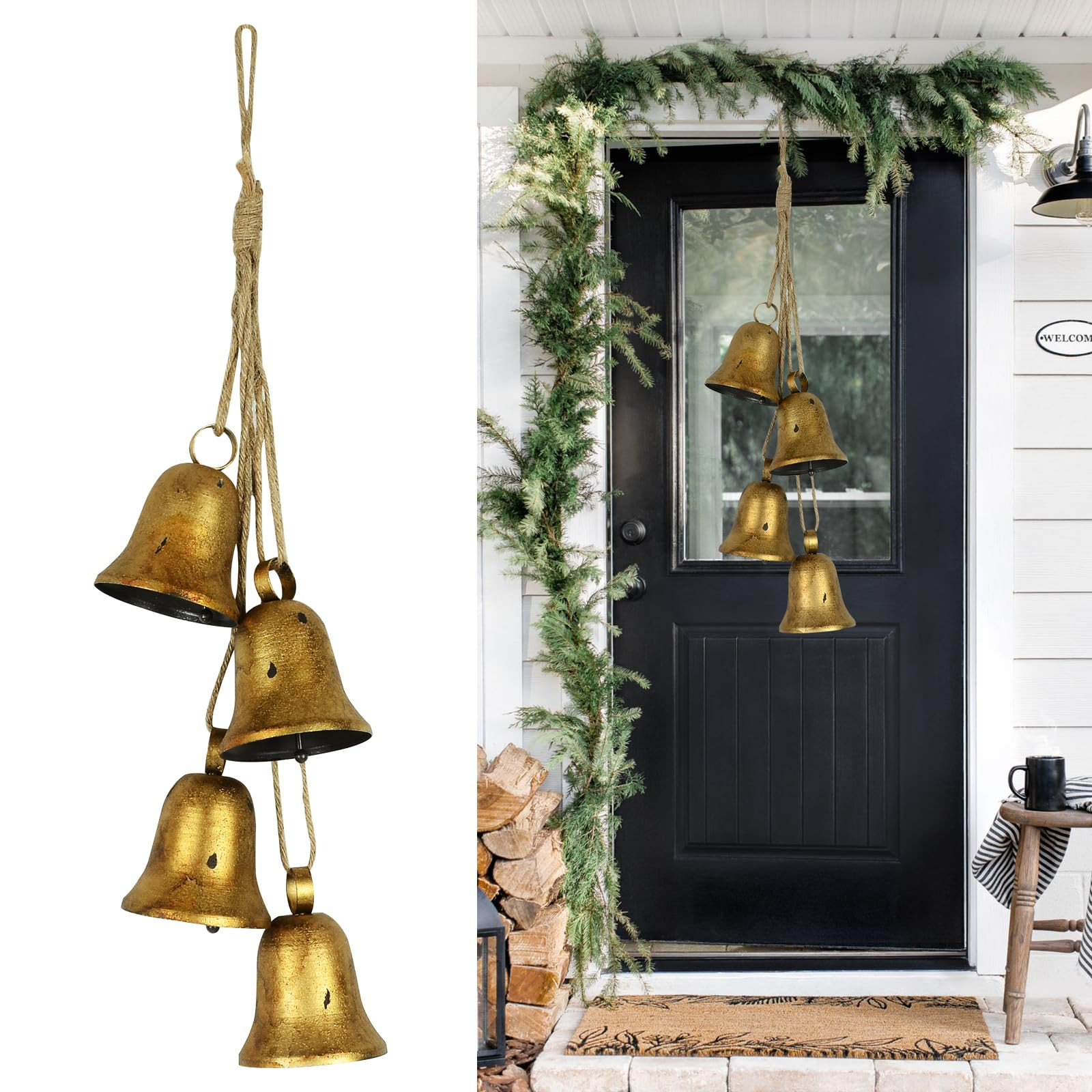 Styleonme Decorative Bells, Christmas Bells, Metal Indoor and Outdoor Blessing Bells, 4-Piece Set of | Amazon (US)