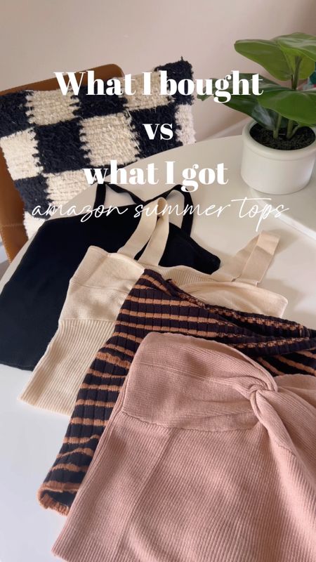 What I bought vs what I got☀️ Amazon knit tops for summer.
SIZING:  wearing size small in tanks with straps, xs strapless tops and xs denim shorts 


Knit top/ amazon fashion / amazon finds / tube top / amazon tops / amazon style / summer finds / denim shorts 

#LTKstyletip #LTKunder50