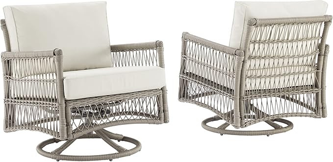 Crosley Furniture Thatcher 2-Piece Swivel Rocker Outdoor Chair Set, Wicker Patio Chairs for Porch... | Amazon (US)