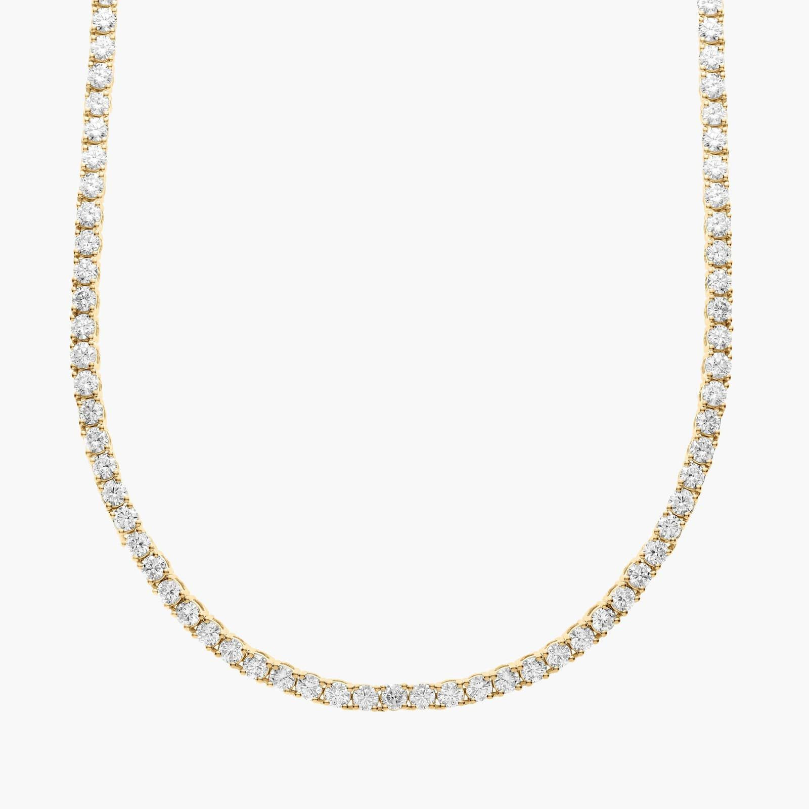 16 " Straight Lab-Grown Diamond Tennis Necklace In 14K Yellow Gold (10 Ct. tw. - F-G / VS2-SI1) | Blue Nile