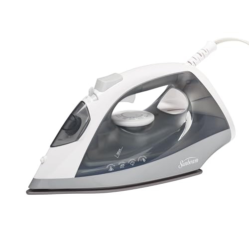 Sunbeam Classic Steam Iron, 1200 Watts, Non-Stick Soleplate, Powerful Shot of Steam, Horizontal or Vertical, Auto Shut-Off, Anti-Drip, Spray Mist, White/Grey | Amazon (US)