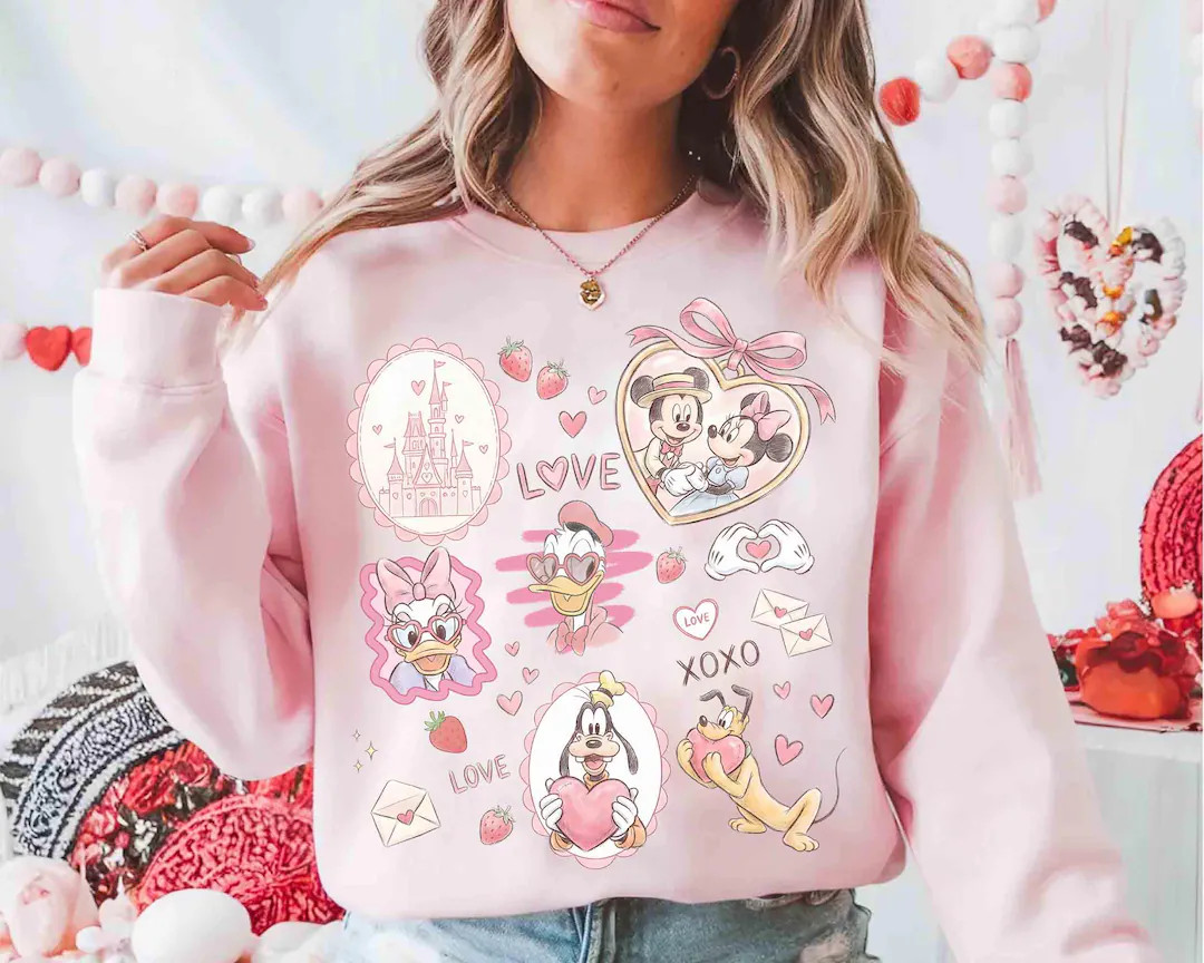 Coquette Mickey & Friends Disney Valentine Shirt, Disneyland Sweethearts Nite Tee, Girls Trip Tee... | Etsy (US)
