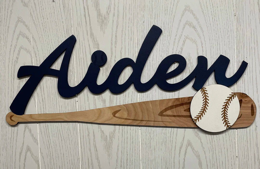 Baseball Bat Name Sign 3D, Nursery Decor, Personalized Wood Sign, Wooden, Personalized Name Sign,... | Etsy (US)