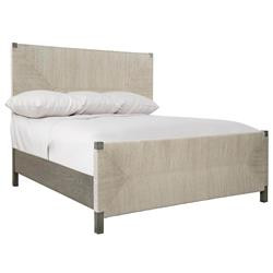 Vivian Coastal Beach Light Grey Woven Abaca Grey Wood Bed - Queen | Kathy Kuo Home