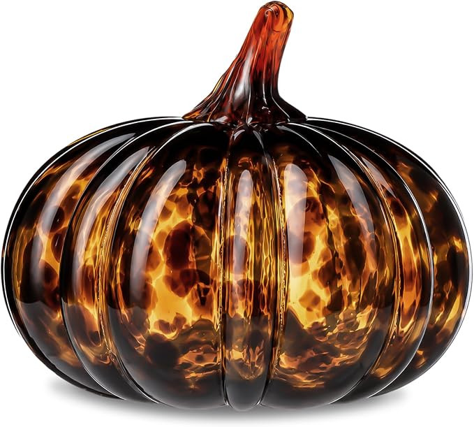 1 Pcs Tortoiseshell Glass Pumpkin Halloween Decor, Medium | Amazon (US)