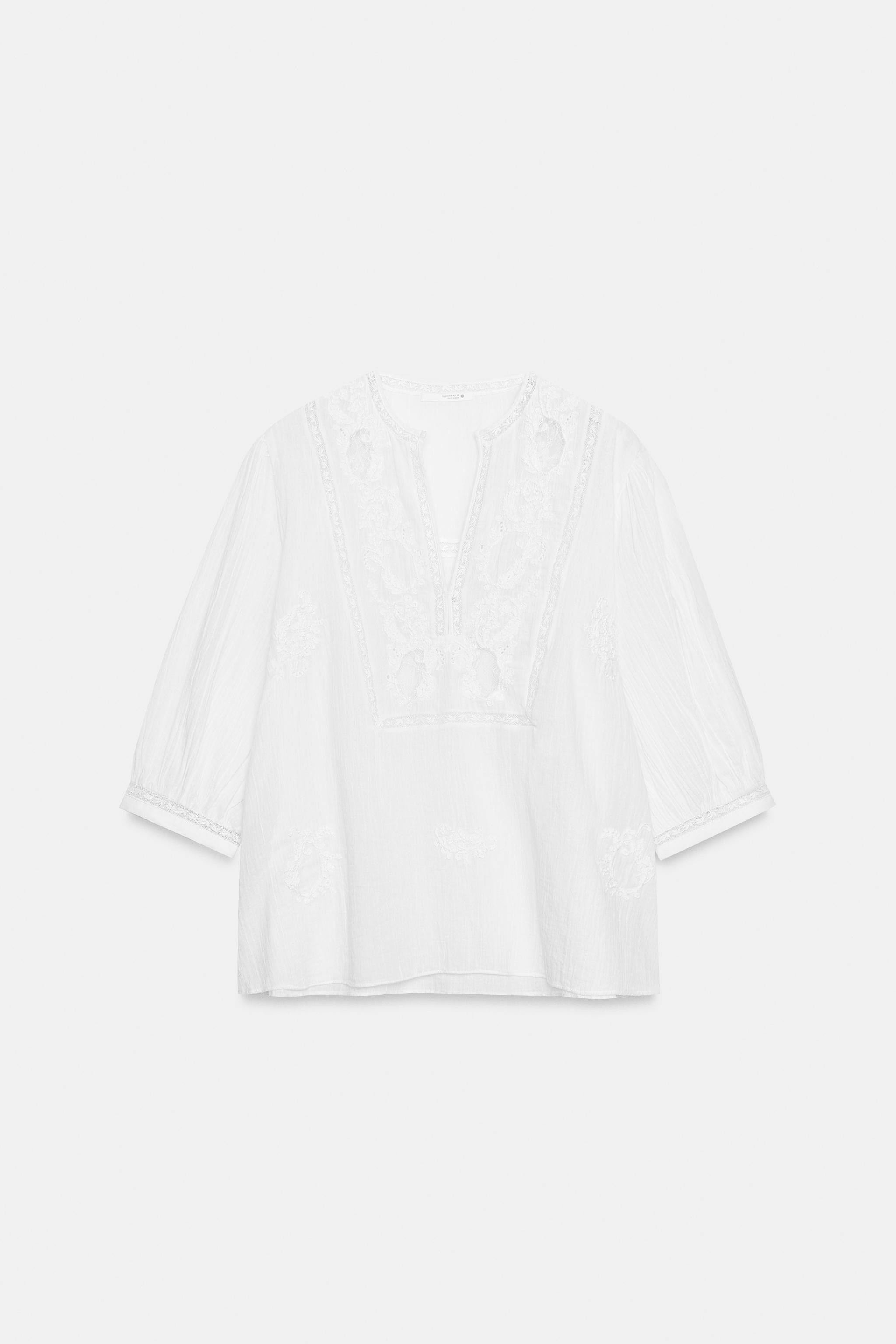 ZW COLLECTION EMBROIDERED LACE SHIRT | Zara UK