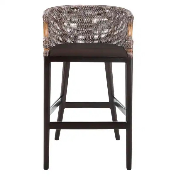 SAFAVIEH Brando Rattan 30-inch Barstool - 22.3" W x 20.5" L x 39" H - Brown | Bed Bath & Beyond