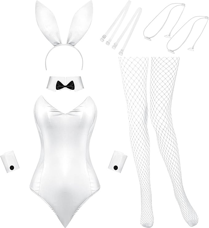 Bunny Costume Women Christmas Lingerie and Tails Bodysuit Roleplay Rabbit Outfit Set for Costume ... | Amazon (US)