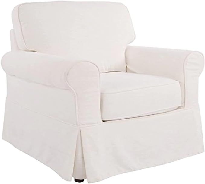 OSP Home Furnishings Ashton Rolled Arm Chair with Slipcover, White | Amazon (US)