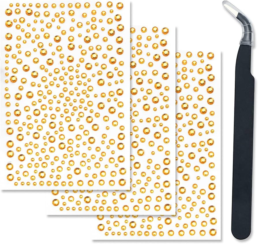 3 Sheets Face Gems Self Adhesive Rhinestones Stick on Face Jewels Stickers Decorations for Face, ... | Amazon (US)