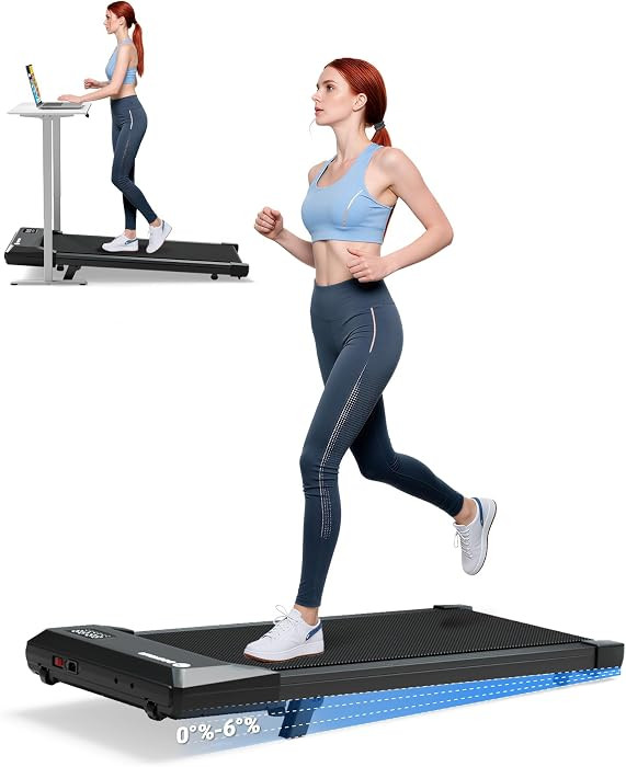DeerRun Under Desk Walking Pad Treadmill with 6% Manual Incline, 0.6-3.8 MPH Walking Speed, 2.5 H... | Amazon (US)