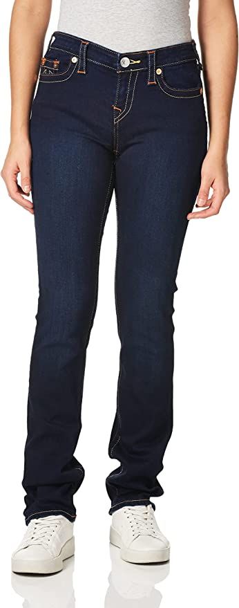 True Religion Women's Billie Mid Rise Straight Leg Rinse Jean | Amazon (US)