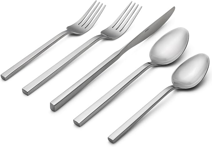 Alata Cube 20-Piece Forged Silverware Set Stainless Steel Flatware Set,Service for 4,Matte Satin ... | Amazon (US)