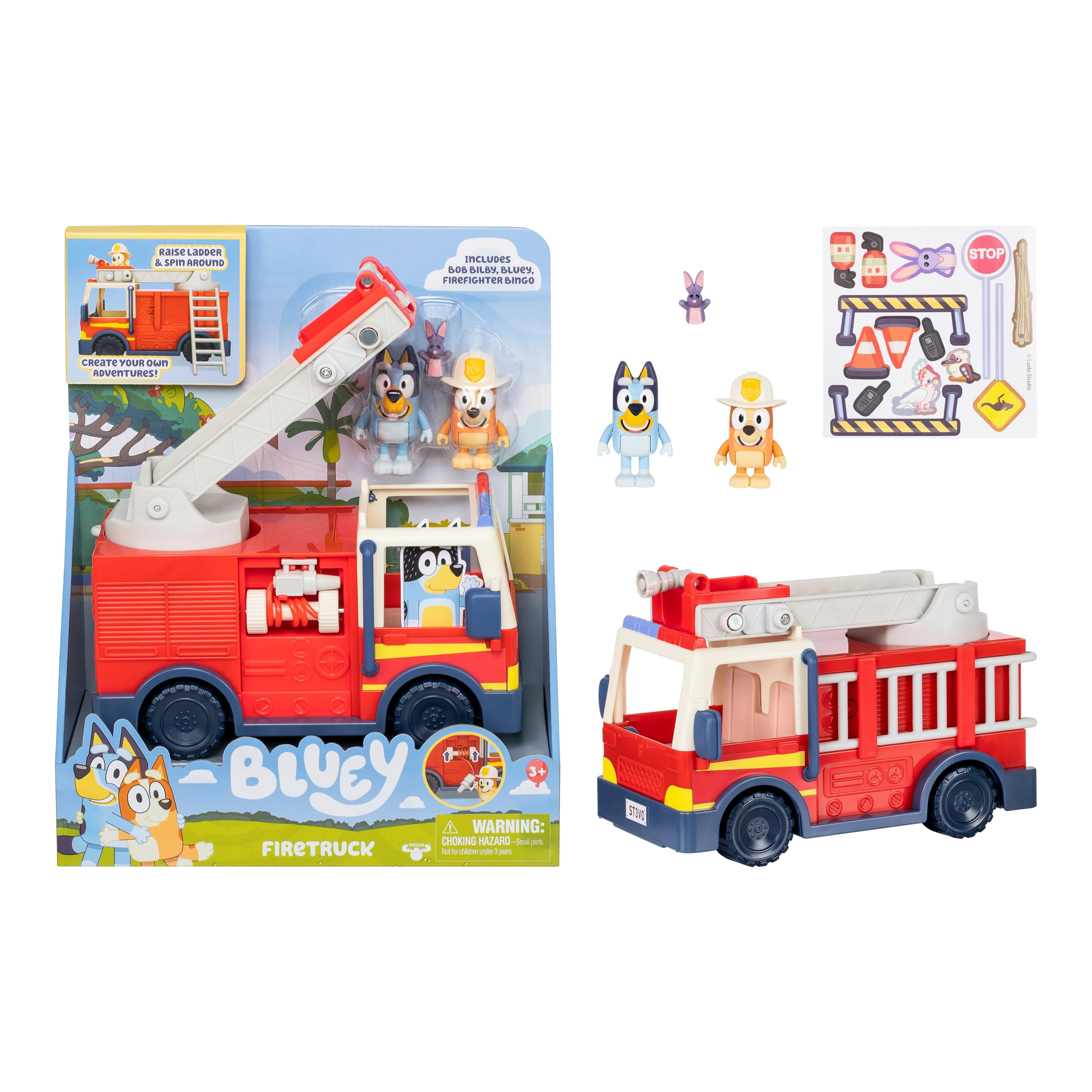 Bluey Firetruck Toy Playset with Firefighter Bingo, Bluey & Bob Bilby, Toddler Fire Truck w/ Spin... | Amazon (US)