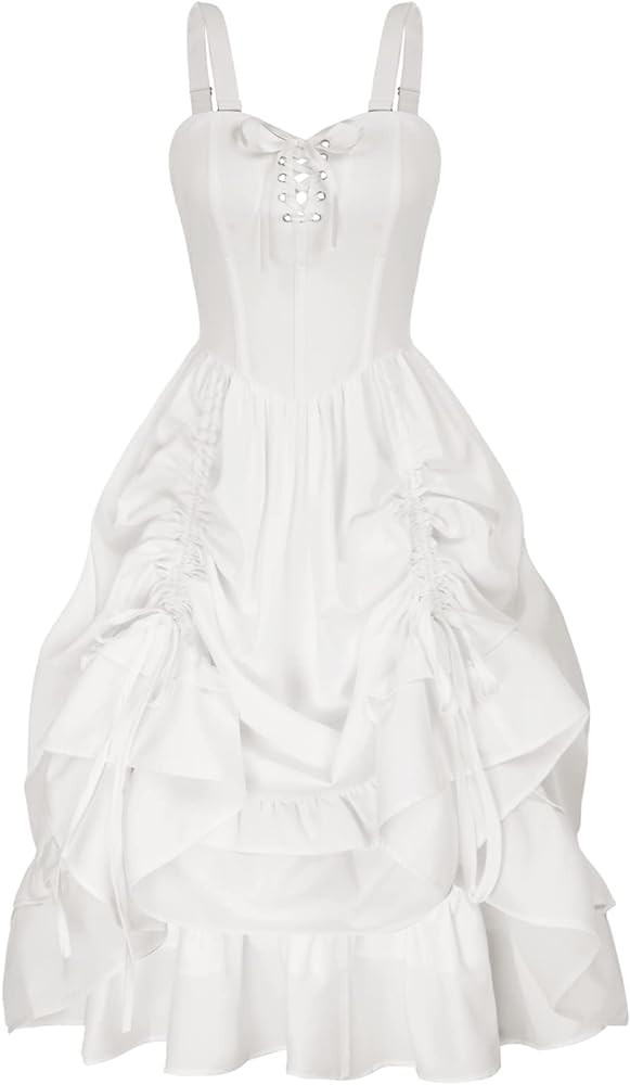 Corset Dress for Women Victorian Dress White Fairy Dress Sleeveless Midi Summer Vintage Dresses W... | Amazon (US)