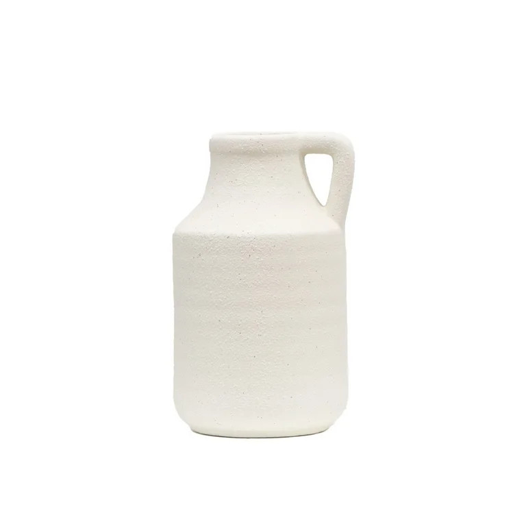 Better Homes & Gardens Textured Natural Ceramic Jug Vase, 9", White | Walmart (US)