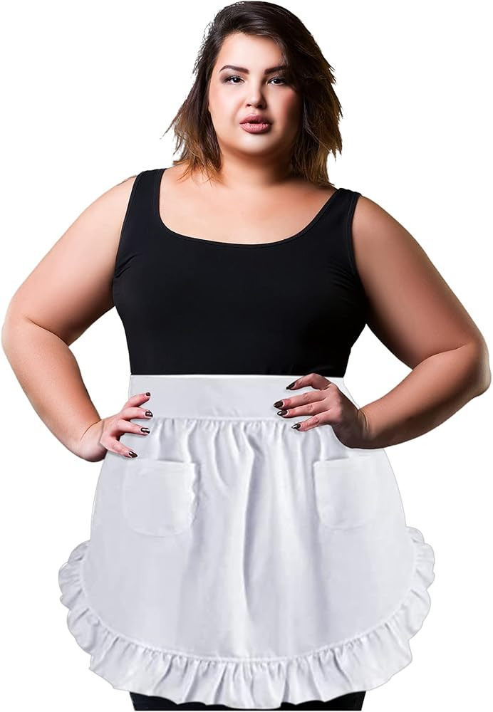 Plus Size Cotton Vintage Kitchen Waist Apron Two Pockets Great Gift for Womens Ladies with Extra ... | Amazon (US)