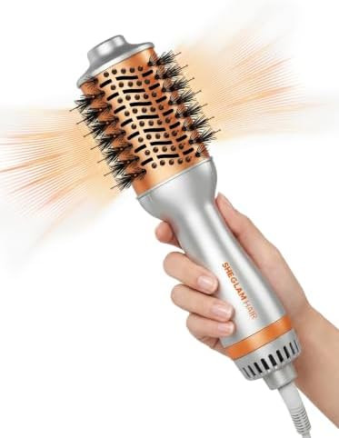 SHEGLAM Hair Mini Blow Dryer Brush, Travel Dual Voltage 120V-240V Hot Air Brush Styler, 35000 RPM... | Amazon (US)