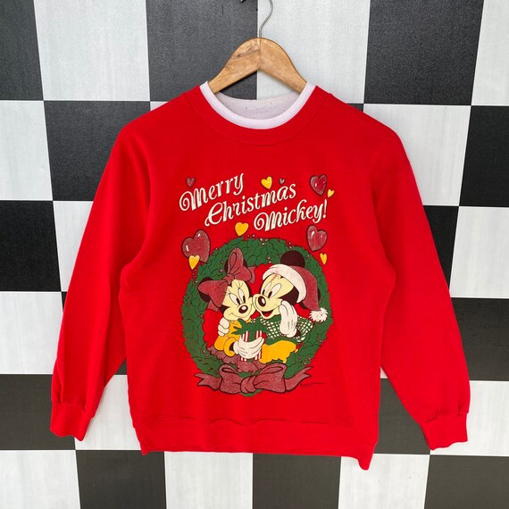 Vintage 90s Mickey Mouse Christmas Sweatshirt Jumper Mickey Mouse And Minnie Mouse Crewneck Micke... | Etsy (US)