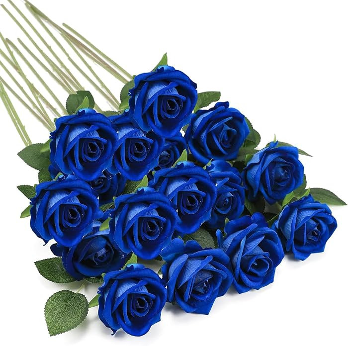 16PCS Artificial Silk Flowers Faux Roses Bouquet Long Stem for Home Wedding Decoration Party (Roy... | Amazon (US)
