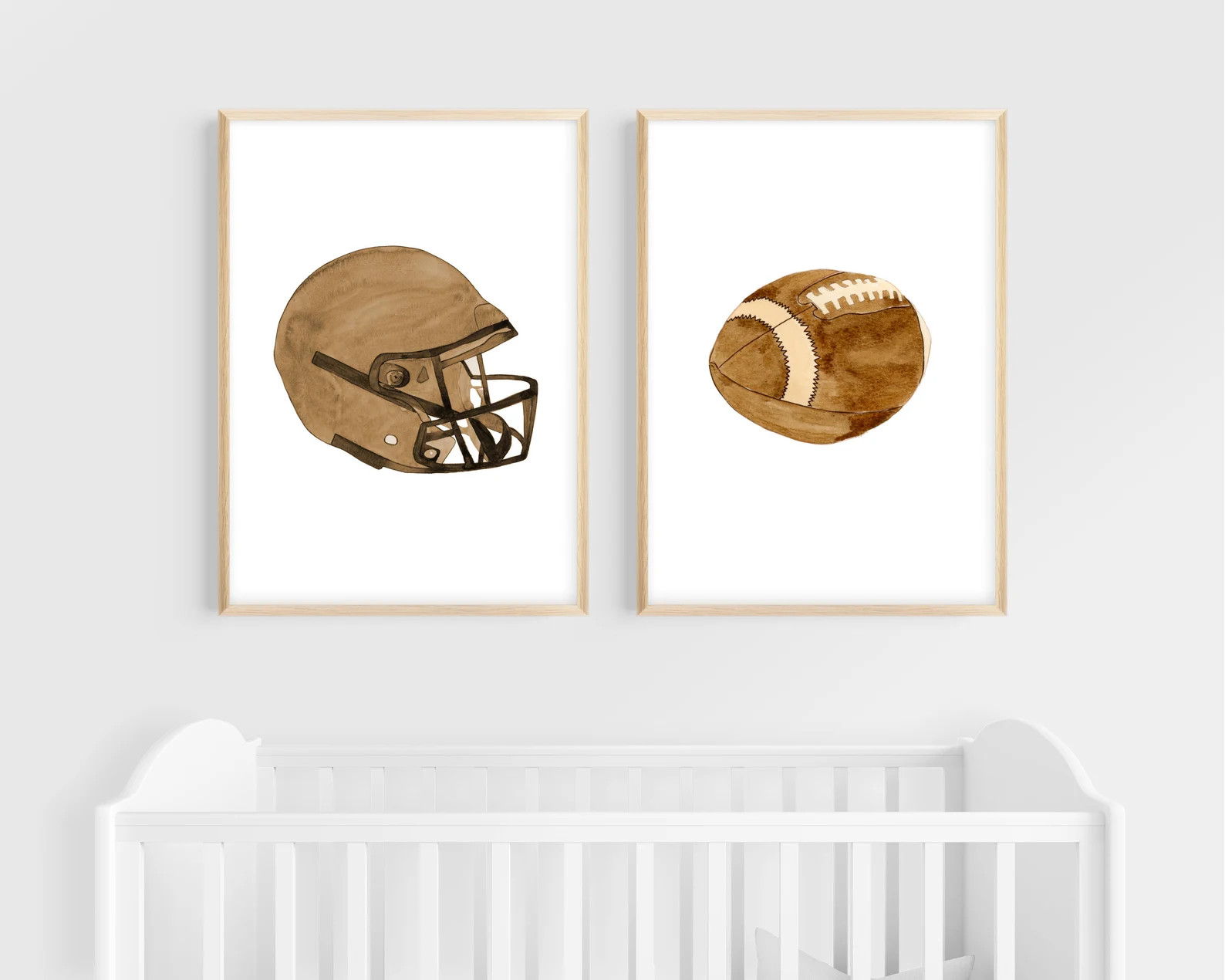 Watercolor Football Print Set, Football Posters, Sport Art Prints, Football Helmet and Ball, Foot... | Etsy (US)