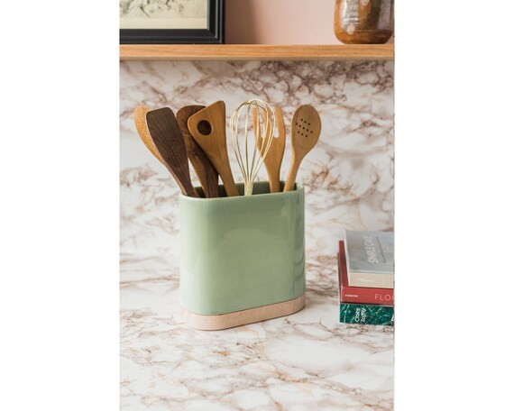 Stak Ceramics Porter Utensil Holder Gloss Sage and Maple Base | Etsy | Etsy (US)