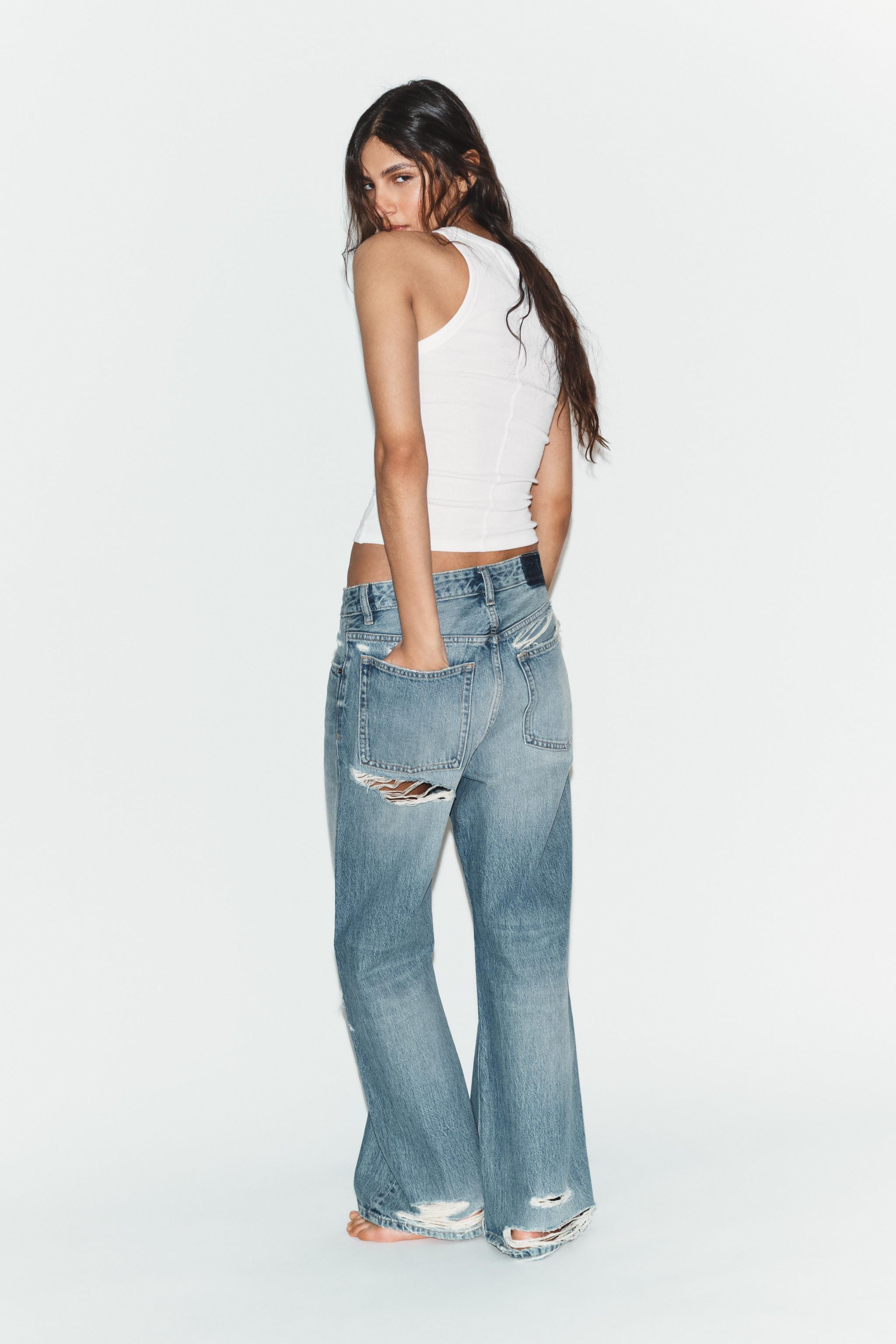 TRF BOYFRIEND RIPPED MID-RISE JEANS | Zara US