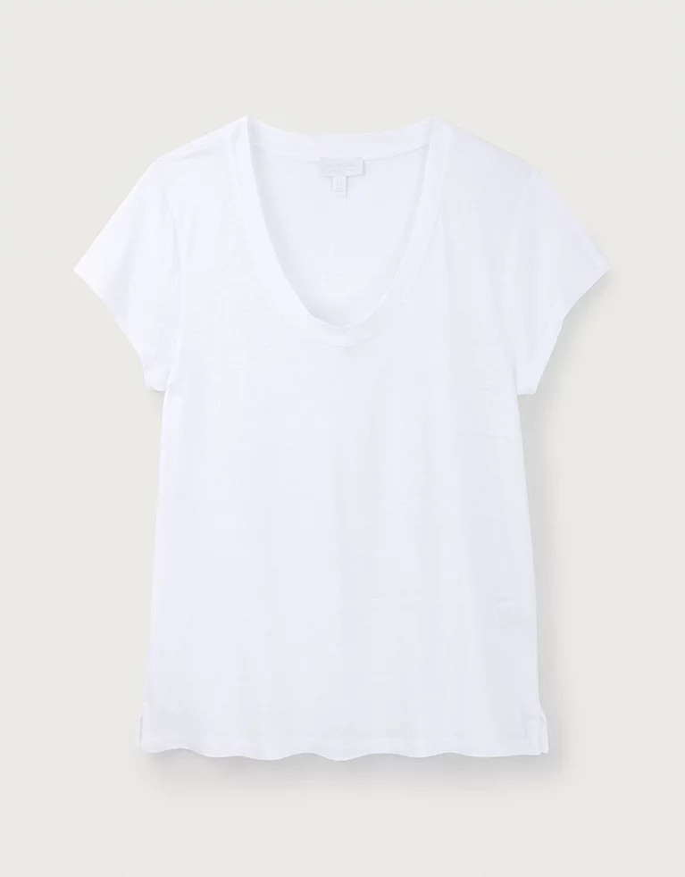 Linen Scoop-Neck T-Shirt | Tops & T-Shirts | The  White Company | The White Company (UK)