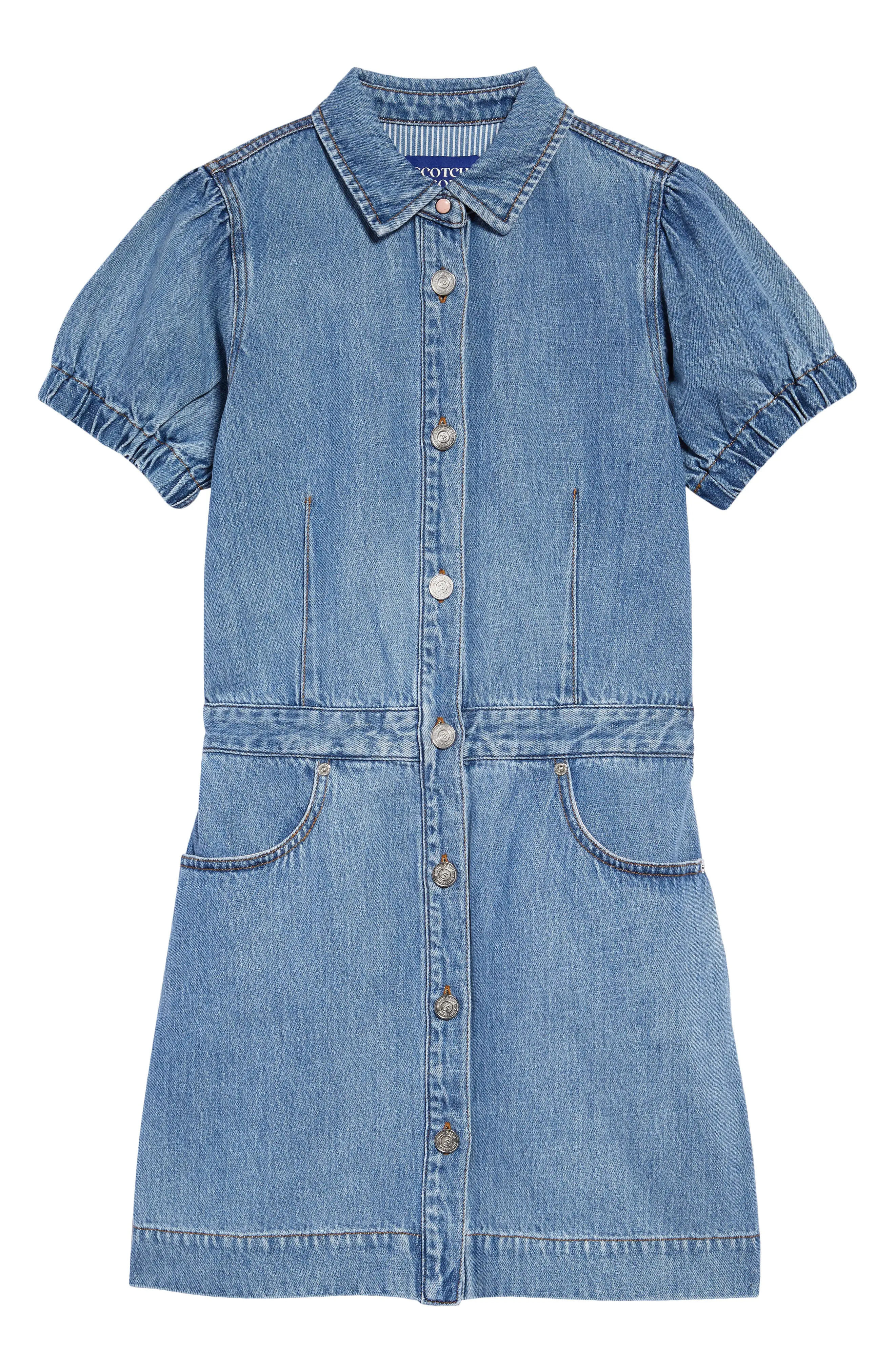 Scotch R'Belle Button Front Denim Dress in Indigo at Nordstrom, Size 8Y | Nordstrom
