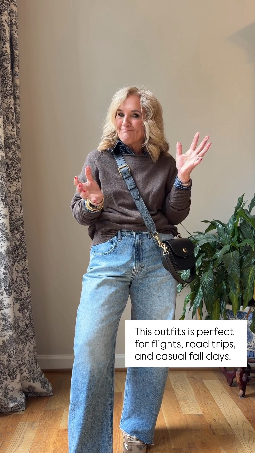 These light wash wide leg jeans are an easy travel staple! I paired them with a soft cropped sweater for a comfortable, polished look that’s perfect for the plane. Wearing the sweater in Petite Small (regular sizing also available).

💡 LTK MADE EASY
❤️ Heart = Support my posts!
🔖 Save = Get sale & restock alerts
📋 Lists = Keep favorites organized
📲 Share = Send lists and products to a friend. Hello, Christmas List!
💬 Comment = Ask me anything about what I’m wearing.:-)

#LTKootd #LTKTravel #LTKSaleAlert
