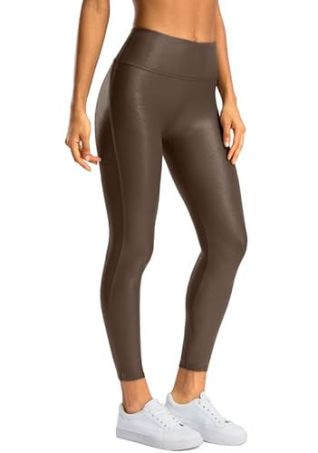 SANTINY Women's Faux Leather Leggings 25''/27''/29''-High Waisted Stretch Leather Pants Pleather Tights for Women（Brown01_25XS） Brown | Amazon (US)