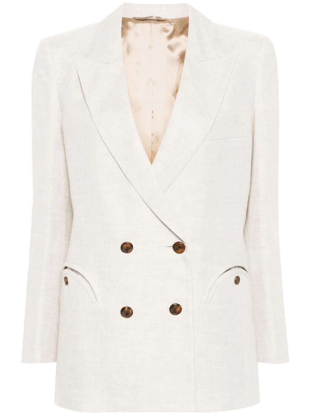 double-breasted linen blazer | Farfetch Global