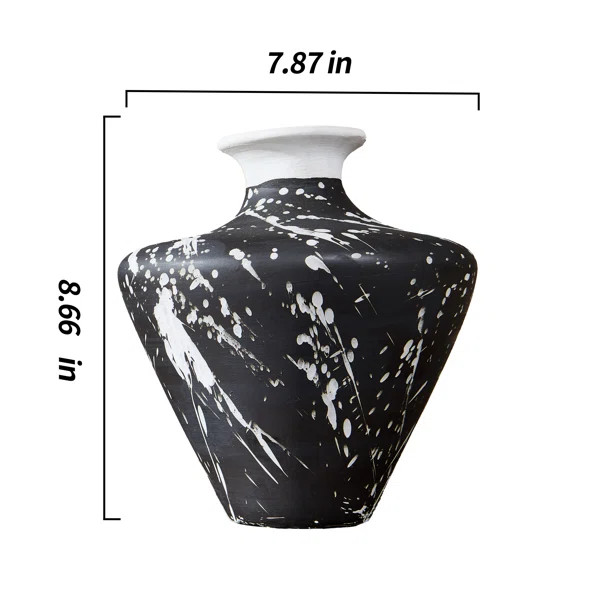 Irregular handcrafted ceramic tabletop vase, splash-ink pattern ceramic vase, ceramic textured de... | Wayfair North America