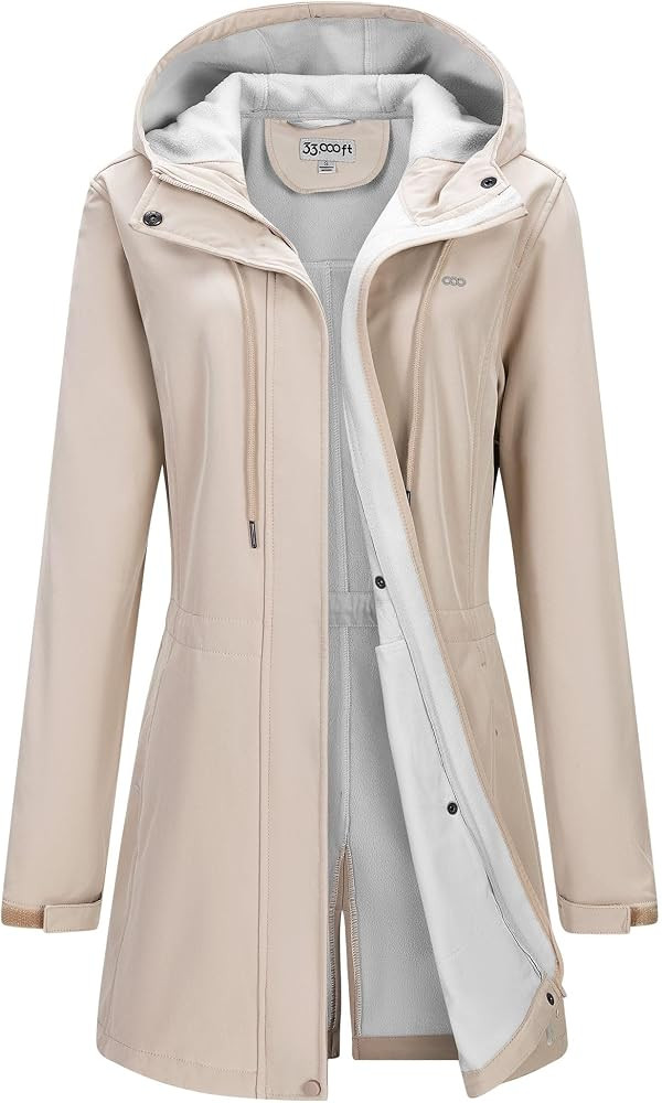 33,000ft Damen Leichte Wasserdichte Softshell Regenjacke Lange Funktionsjacke \u00dcbergangsjacke... | Amazon (DE)