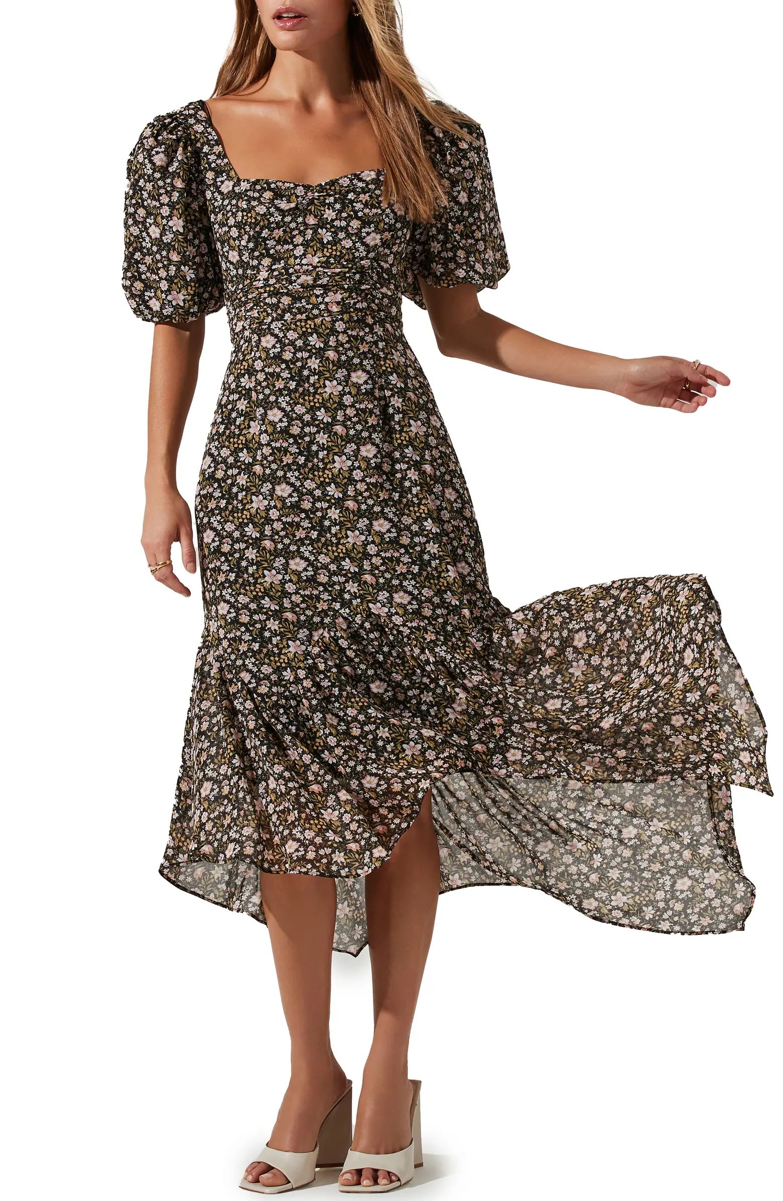 Floral Asymmetrical Hem Dress | Nordstrom