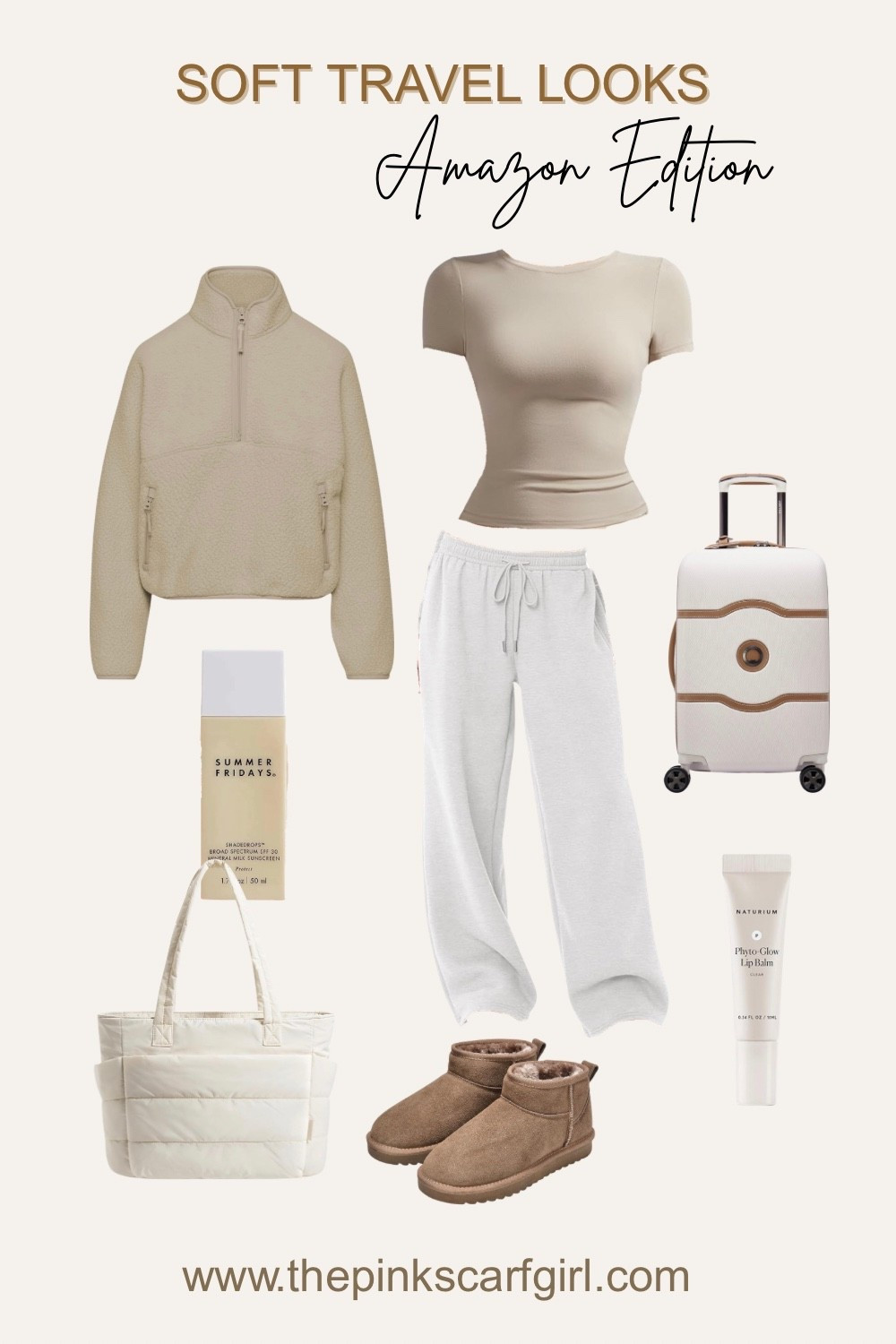 Soft travel essentials for moving through the airport slowly 🤍 Comfortable, neutral, and polished. #Amazonfinds

#LTKBeauty #LTKActive