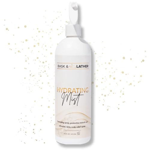 BASK & LATHER Hydrating Hair Mist, Leave-In Conditioner, Itchy Scalp Relief, Detangler, Curl Definer, Aloe Vera, Avocado Oil, For All Hair Types (16 oz) | Amazon (US)