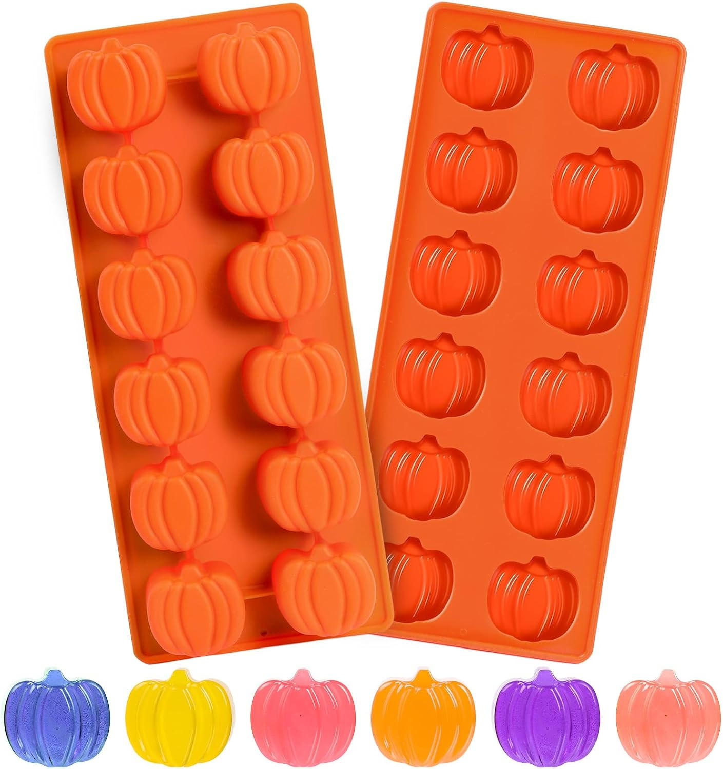 2 Pcs Pumpkin Silicone Molds, Halloween Pumpkin Chocolate Molds, Fall Pumpkin Candy Mold for DIY Cake, Chocolate, Candy, Jelly, Wax Melt, Ice Cubes (12 Cavity) | Amazon (US)