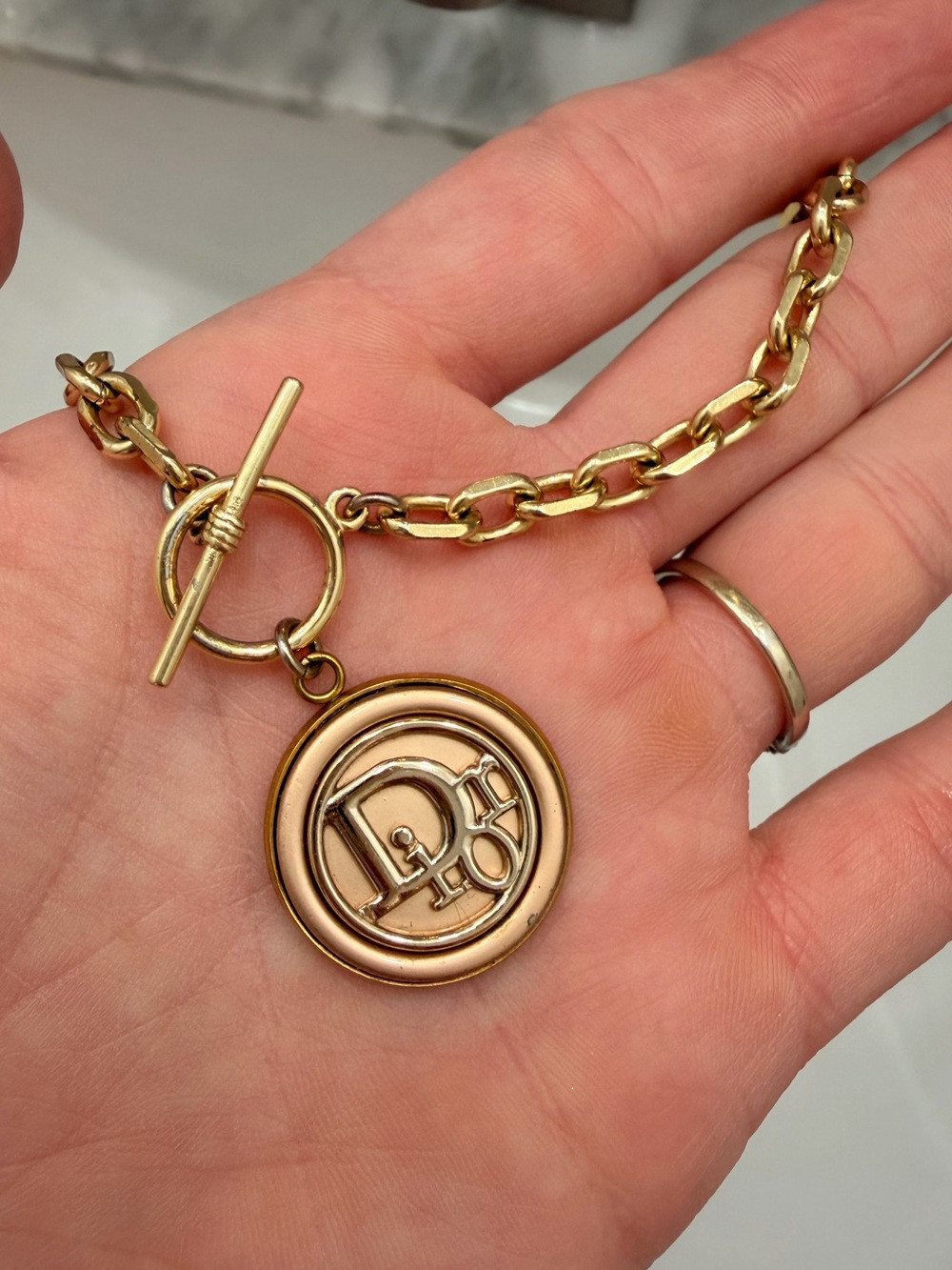 Dior Vintage Gold-Tone Medallion Toggle Necklace | Poshmark