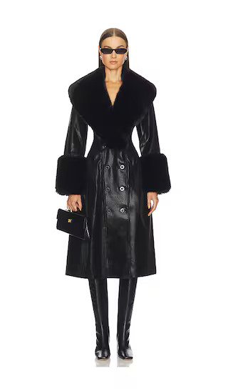 Juliette Faux Leather Coat in Black | Revolve Clothing (Global)