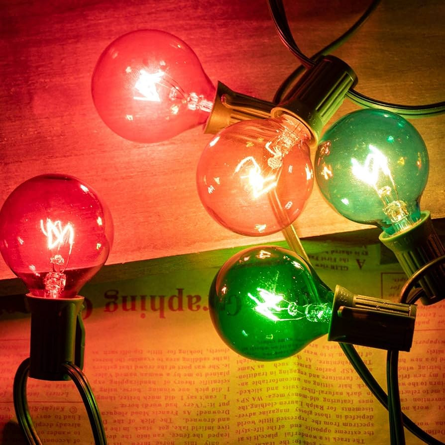 G40 Christmas Lights Colored String Lights Outdoor 25FT with 25 Transparent Multicolor Globe Bulb... | Amazon (US)